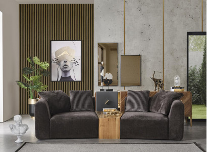 Four-seater sofa 4-seater sofas modern design fabric polyester black